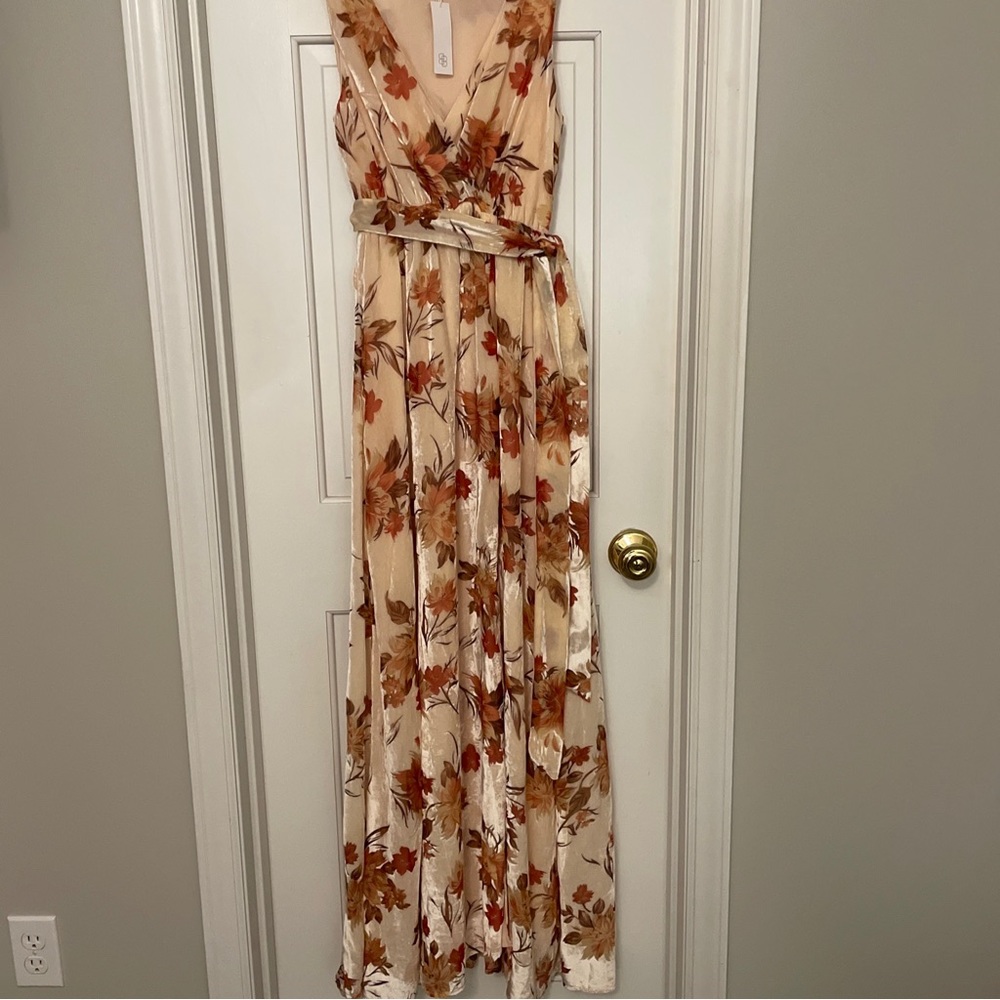 NWT Baltic Born Lennon Velvet Cream/Pink Floral Sleeveless Maxi XS